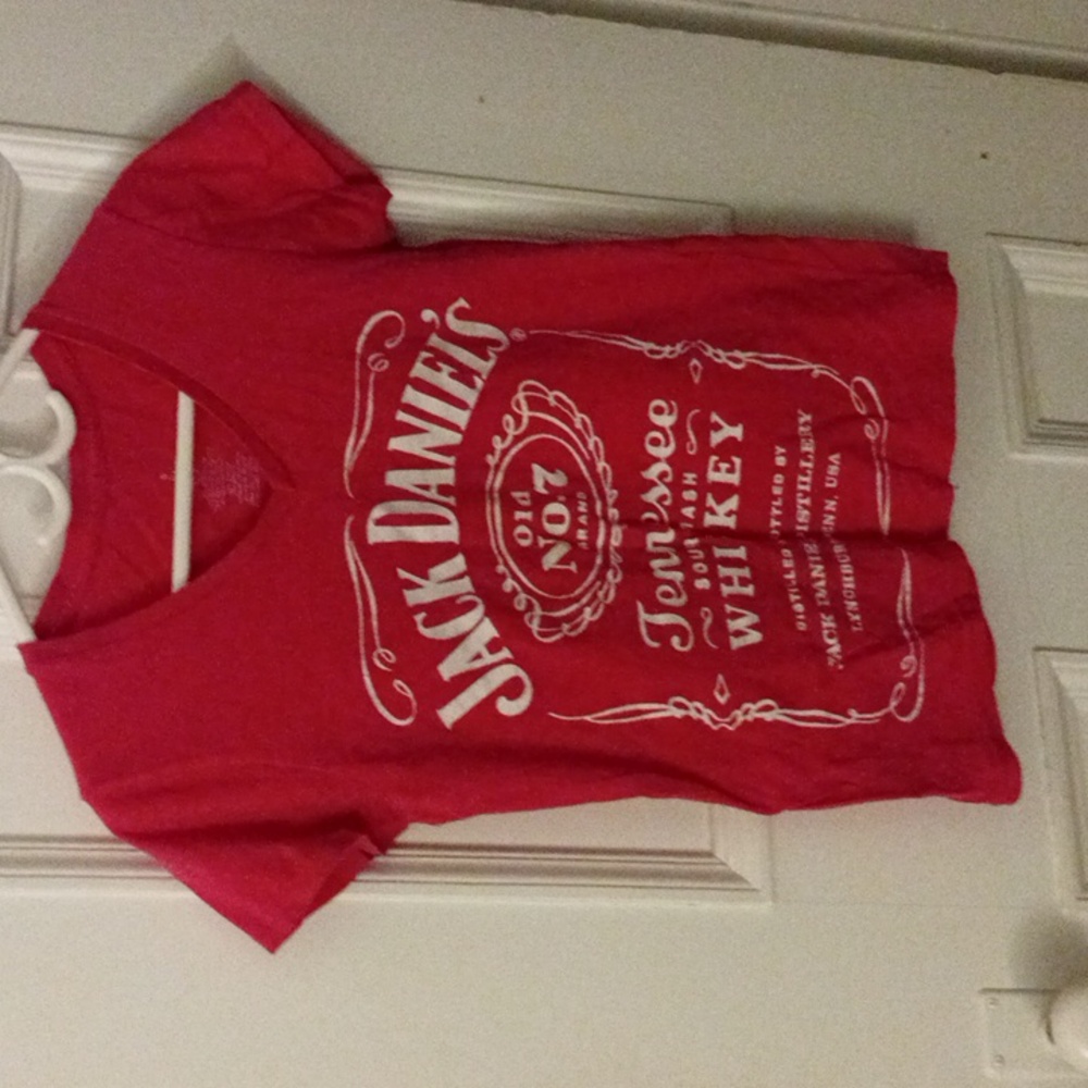 Ladies Vneck Jack Daniels No 7 Vibrant Pink Tshirt Size Small
